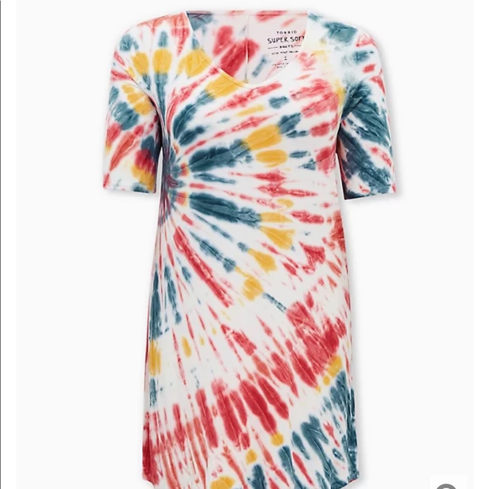 TORRID 1 SUPER SOFT MULTI TIE-DYE T-SHIRT DRESS